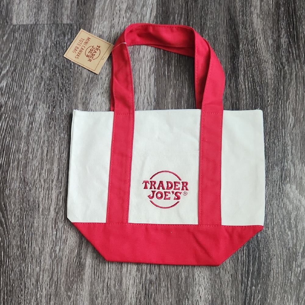 Trader Joe's Mini Red Canvas Tote Bag